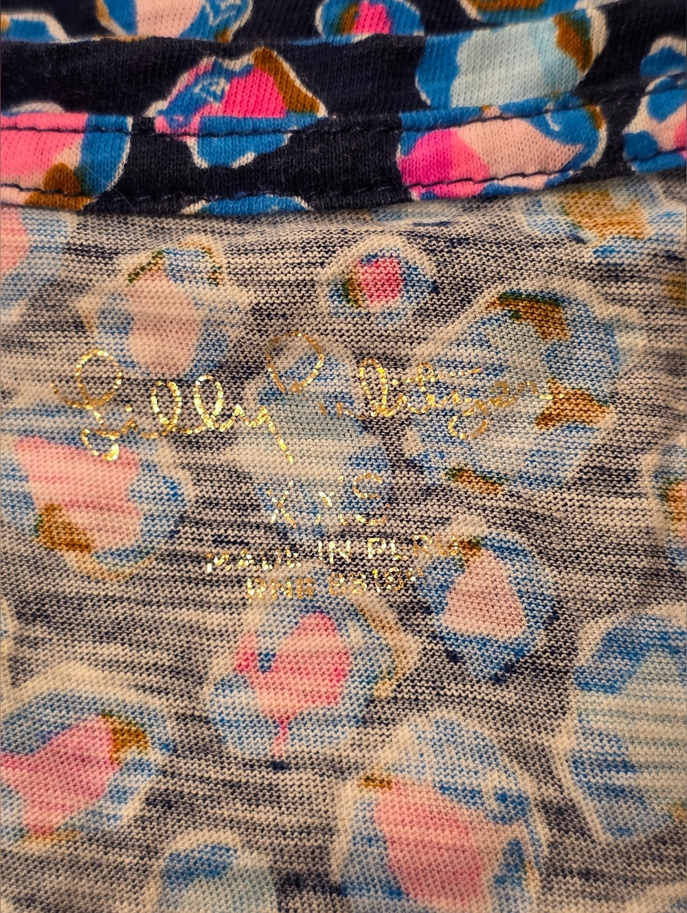 Lilly Pulitzer Etta V-Neck Seabreeze Blue Low Tide Navy Spotted Top Size XXS - Picture 7 of 9